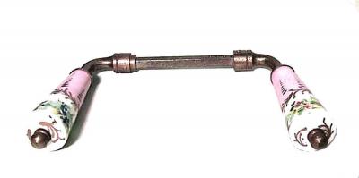 Pair of French Victorian Pink and White Porcelain Door Handles