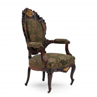Pair of French Victorian Rosewood Arm Chairs