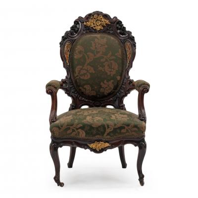 Pair of French Victorian Rosewood Arm Chairs