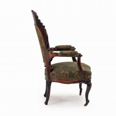 Pair of French Victorian Rosewood Arm Chairs