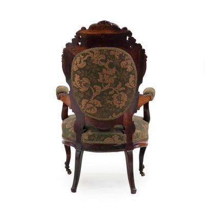 Pair of French Victorian Rosewood Arm Chairs