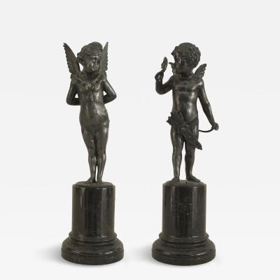 Pair of French Victorian Silver Cupid Figures