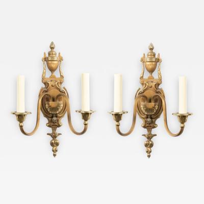 Pair of French Victorian Style Bronze and Copper Wall Sconces