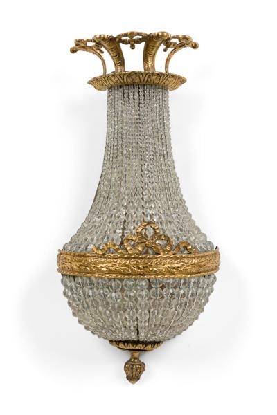 Pair of French Victorian Style Bronze and Crystal Wall Lights Sconces