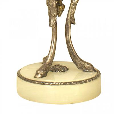 Pair of French Victorian Style Bronze and Glass Candelabras