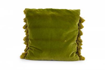 Pair of French Victorian Style Pink Floral and Green Tapestry Throw Pillows