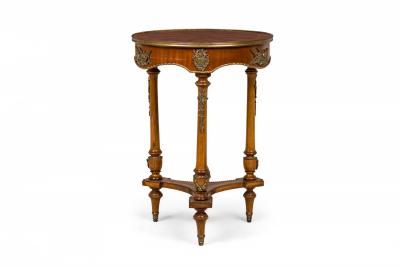 Pair of French Victorian Style Wooden Circular End Side Tables
