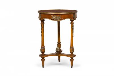 Pair of French Victorian Style Wooden Circular End Side Tables