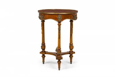 Pair of French Victorian Style Wooden Circular End Side Tables