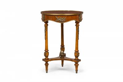 Pair of French Victorian Style Wooden Circular End Side Tables
