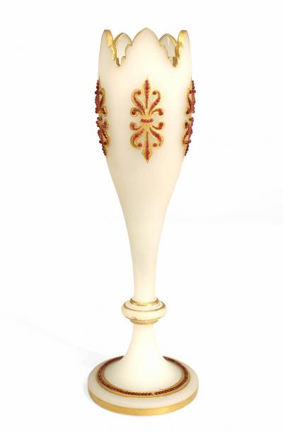 Pair of French Victorian White Opaline Vases