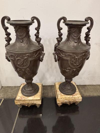Pair of French Victorian metal urns