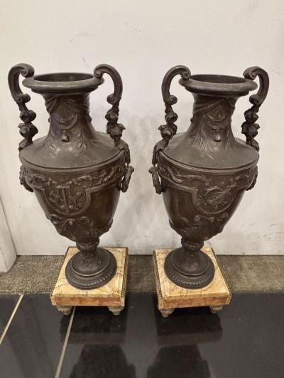 Pair of French Victorian metal urns