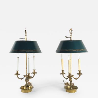 Pair of French Vintage Neoclassical Bouillotte Lamps circa 1920