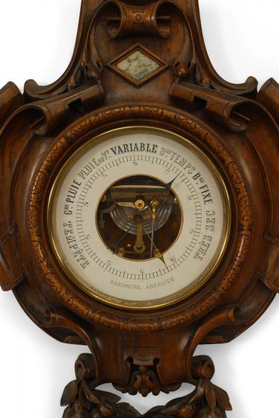 Pair of French Walnut Clocks Barometers