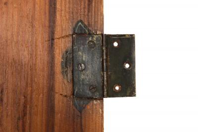 Pair of French Worn Pine Decoupage Trompe Loeil Doors