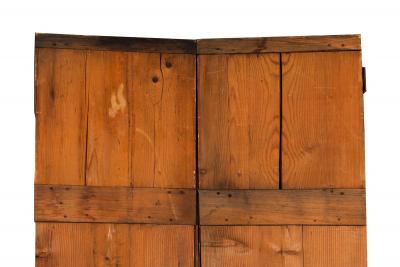 Pair of French Worn Pine Decoupage Trompe Loeil Doors