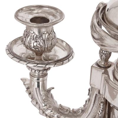 Pair of French antique silver plated candelabra