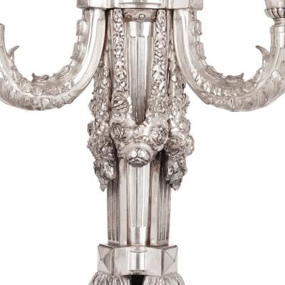 Pair of French antique silver plated candelabra