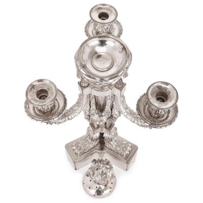 Pair of French antique silver plated candelabra