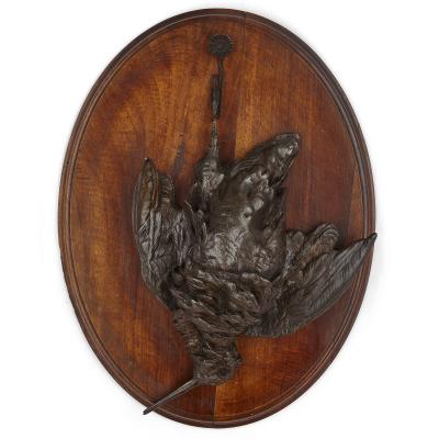 Pair of French bronze Animalier sculptures of game birds