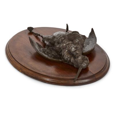 Pair of French bronze Animalier sculptures of game birds