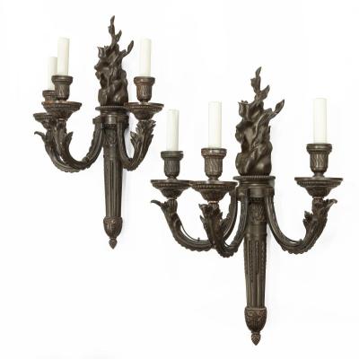 Pair of French bronze wall lights