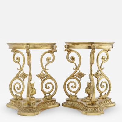 Pair of French cast brass meridian oil lamp stands 1850 