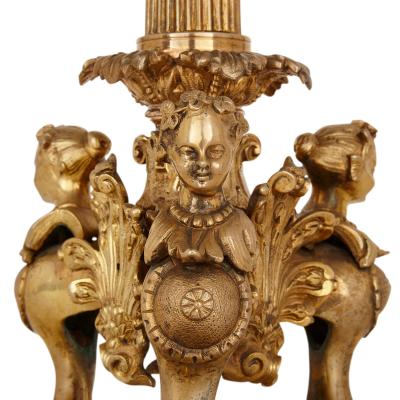 Pair of French gilt bronze table candelabra