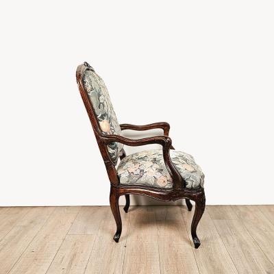 Pair of French or Italian Louis XIV Walnut Large Armchairs mid 18th century