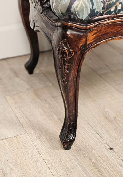 Pair of French or Italian Louis XIV Walnut Large Armchairs mid 18th century