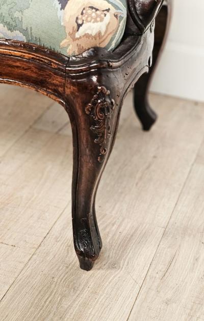 Pair of French or Italian Louis XIV Walnut Large Armchairs mid 18th century