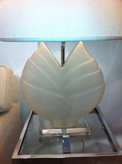 Pair of Frosted Glass Lucite Lamps