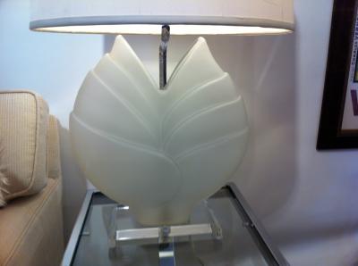 Pair of Frosted Glass Lucite Lamps