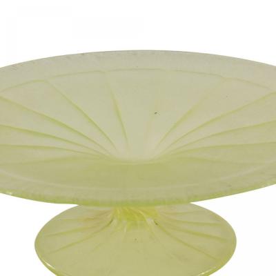 Pair of Frosted Green Vaseline Glass Centerpiece