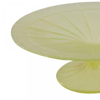 Pair of Frosted Green Vaseline Glass Centerpiece