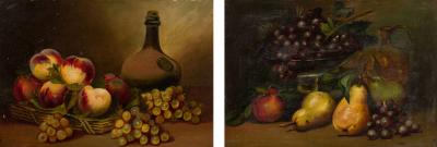 Pair of Fruit with a Jug Still Life Paintings