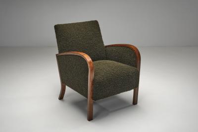 Pair of Funkis Armchairs with Dark Green Upholstery Scandinavia ca 1930s