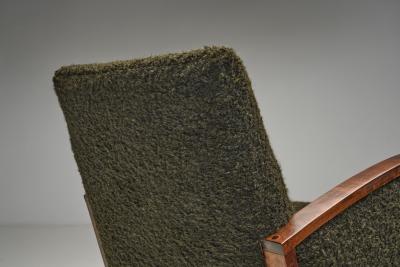 Pair of Funkis Armchairs with Dark Green Upholstery Scandinavia ca 1930s