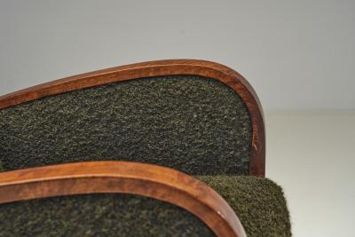 Pair of Funkis Armchairs with Dark Green Upholstery Scandinavia ca 1930s