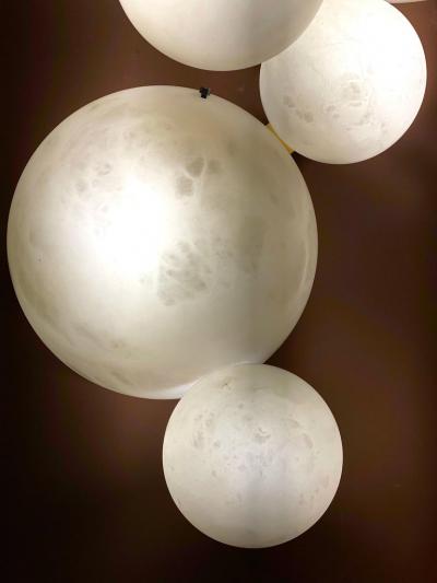 Pair of Galaxy Contemporary Italian Alabaster Marble Globe Wall Lights
