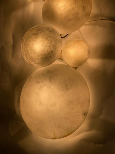 Pair of Galaxy Contemporary Italian Alabaster Marble Globe Wall Lights
