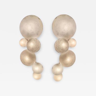 Pair of Galaxy Contemporary Italian Alabaster Marble Globe Wall Lights