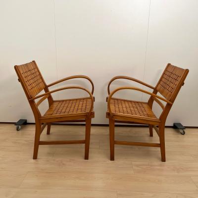 Pair of Gelenka Armchairs Polished Beech Wood Germany circa 1950