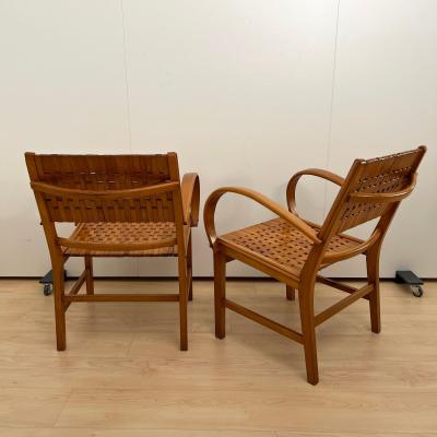 Pair of Gelenka Armchairs Polished Beech Wood Germany circa 1950