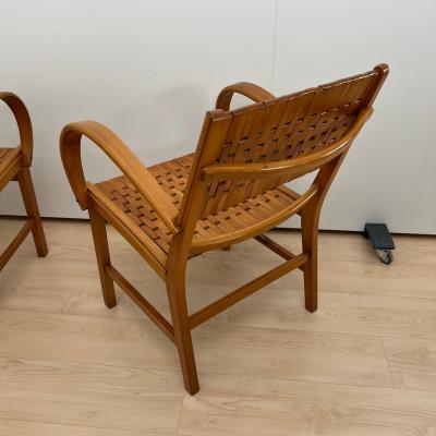 Pair of Gelenka Armchairs Polished Beech Wood Germany circa 1950