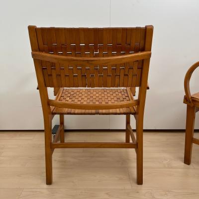 Pair of Gelenka Armchairs Polished Beech Wood Germany circa 1950