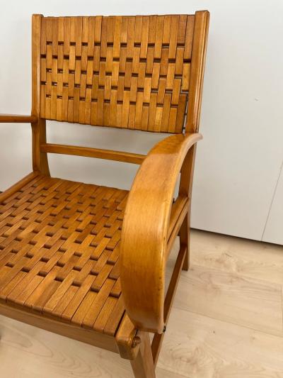 Pair of Gelenka Armchairs Polished Beech Wood Germany circa 1950