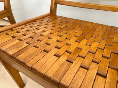 Pair of Gelenka Armchairs Polished Beech Wood Germany circa 1950