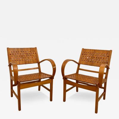 Pair of Gelenka Armchairs Polished Beech Wood Germany circa 1950